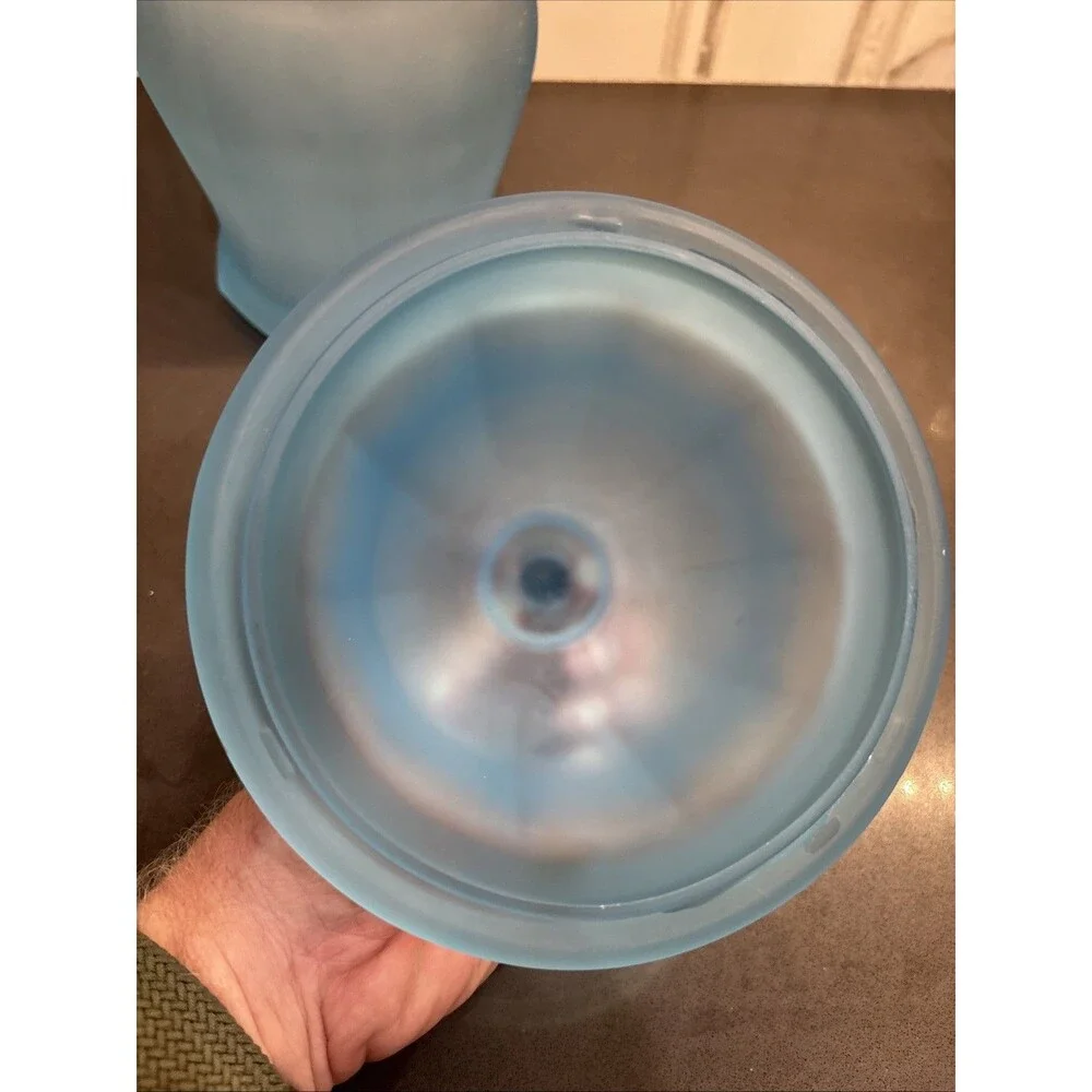 VTG Indiana Glass Tiara Exclusives Ice Blue Satin/Frosted Canister/Apothecary